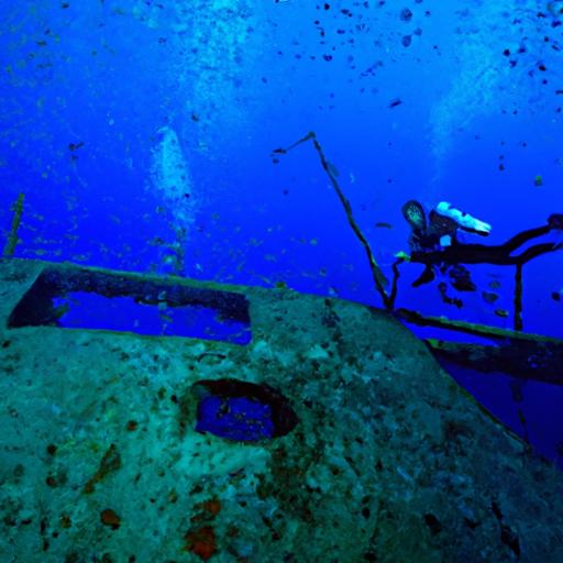 Vận động viên lặn biển khám phá tàn tích tàu trên đáy đại dương